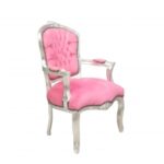 fauteuil louis xv rose et bois argenté